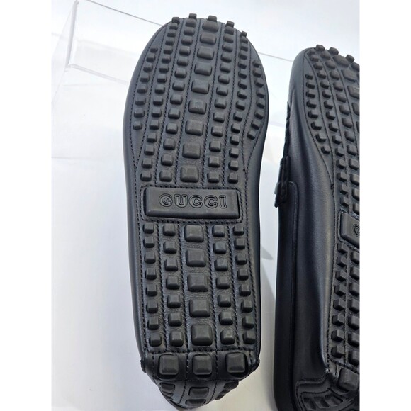 GUCCI Ayrton GG-Bit Drivers Men's 12 Horsebit Leather Loafers 624698 Black EUC - Picture 9 of 16